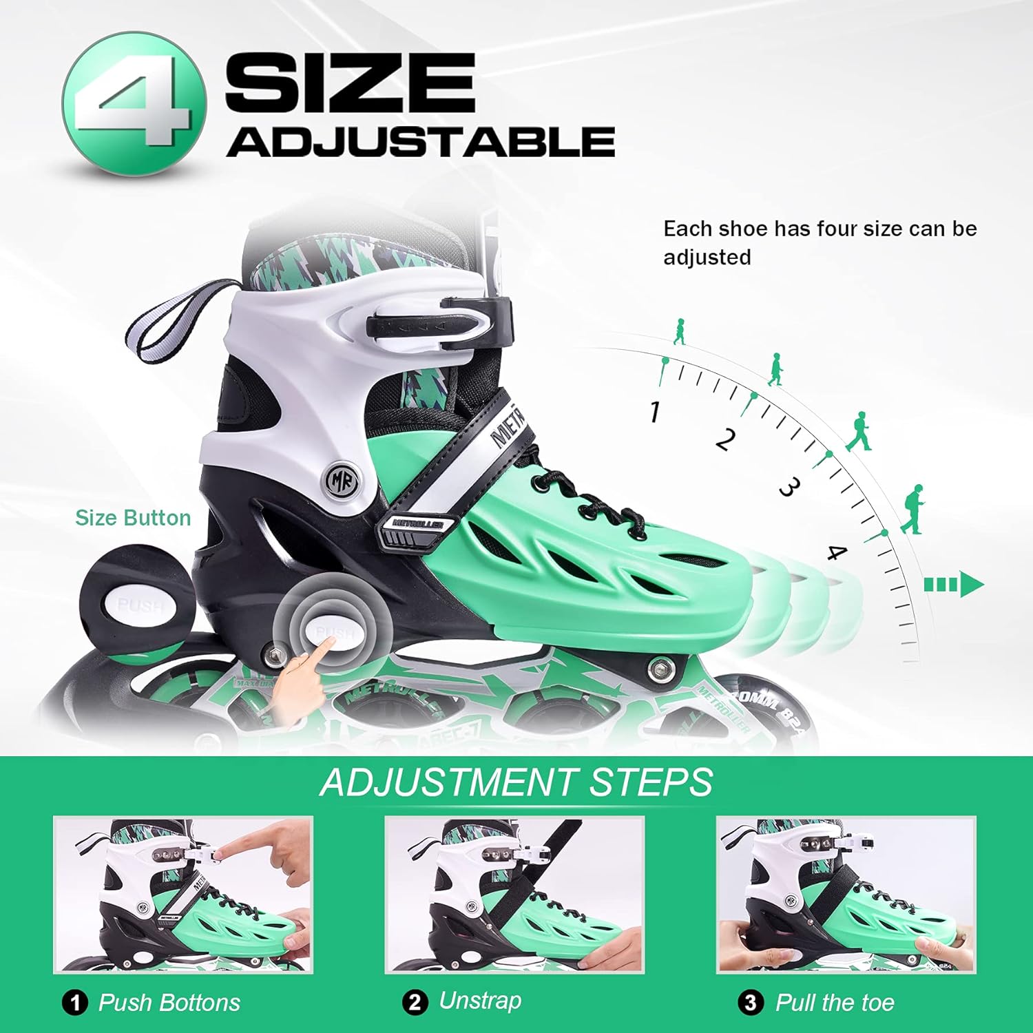 Thumbnail 2 de METROLLER Adjustable Inline Skates with Light-Up Wheels for All Ages