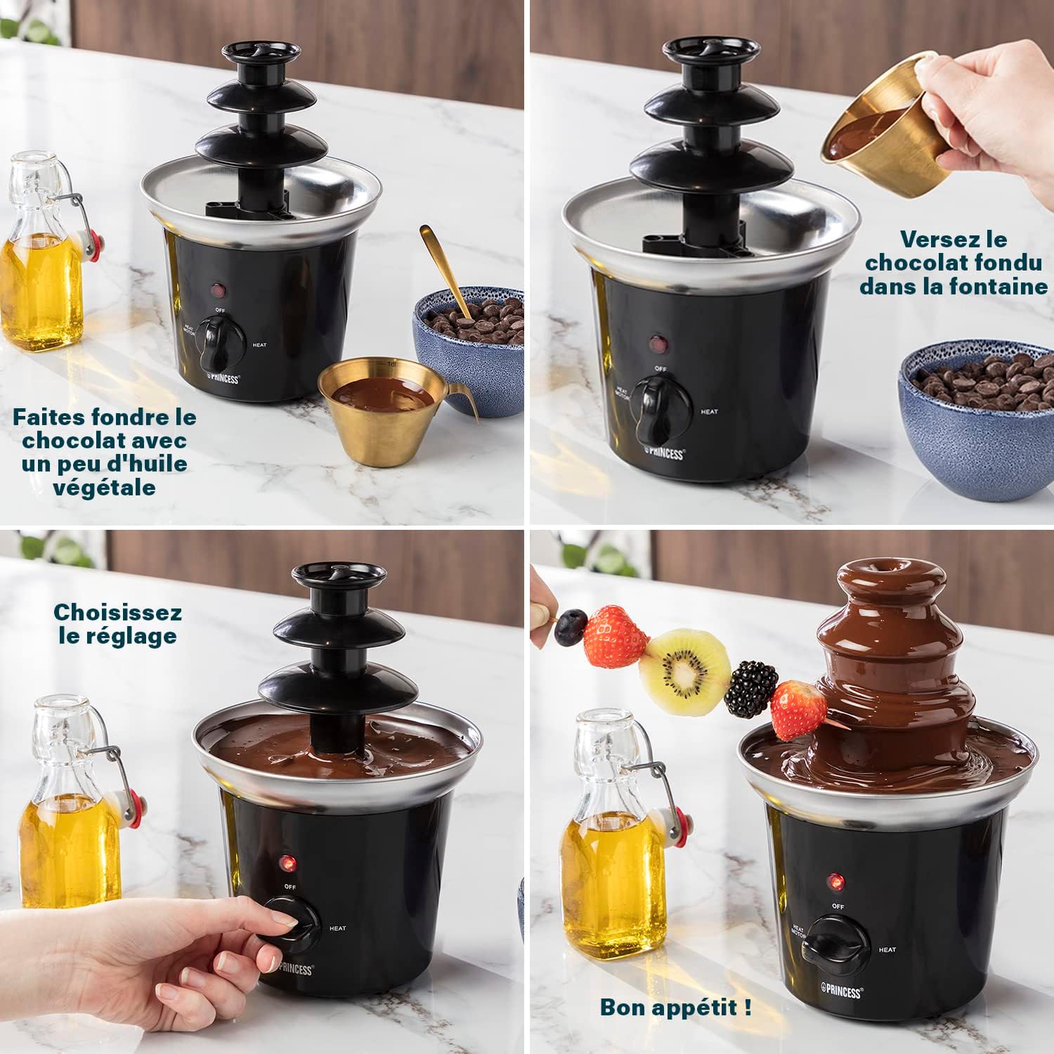 Detalle 2 de Princess 292994 fontaine Ă chocolat 0,4 L đ«