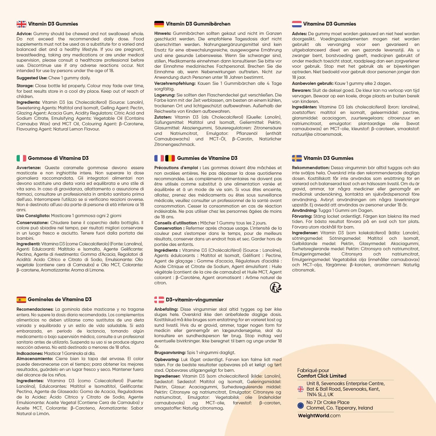 Thumbnail 4 de WeightWorld Vitamine D3 4000 UI en gummies au citron – 120 gélifi és végétariens sans sucre