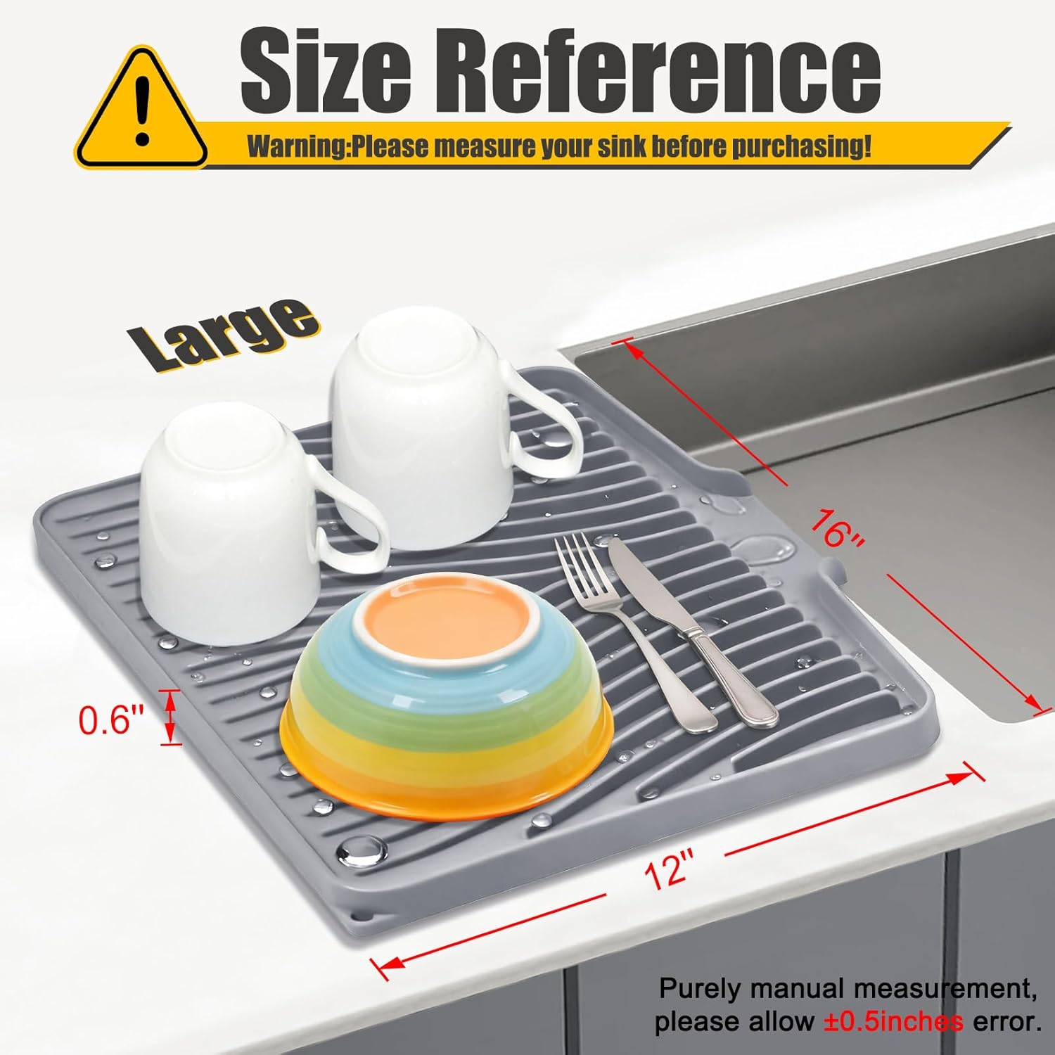 Thumbnail 1 de TIKNIK Silicone Dish Drying Mat 15.8" x 13" 🧽