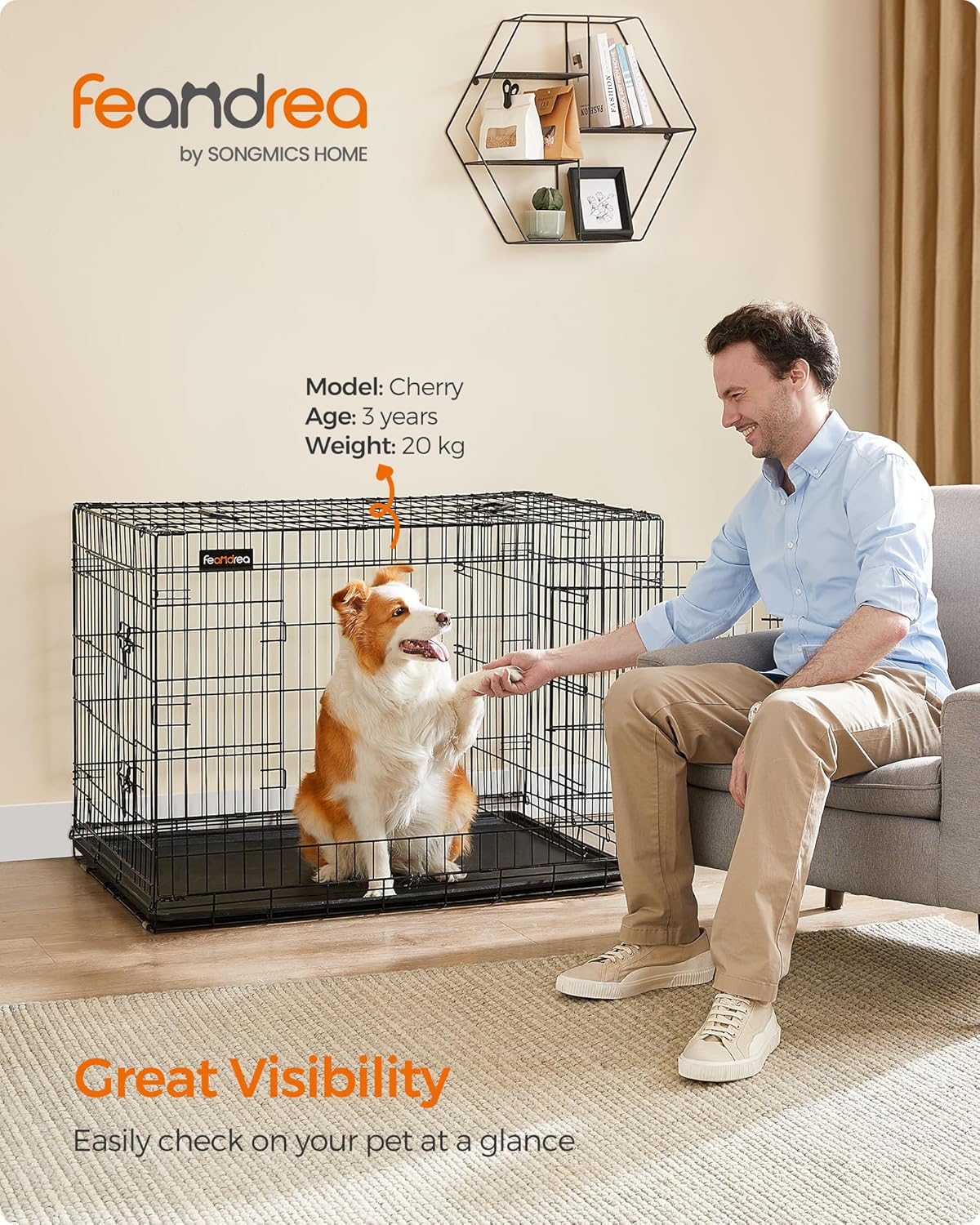 Thumbnail 1 de Feandrea PPD42BK Gabbia per Cani 107x70x77,5 cm