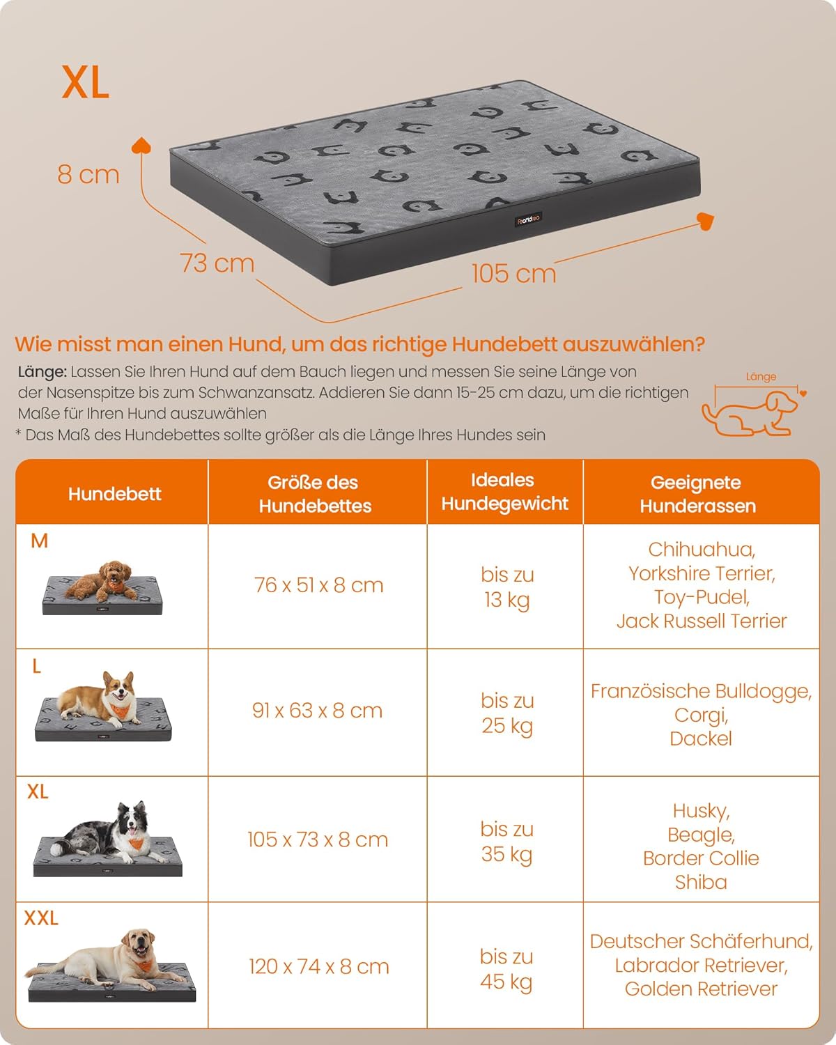 Thumbnail 3 de Feandrea Hundebett 105 x 73 x 8 cm