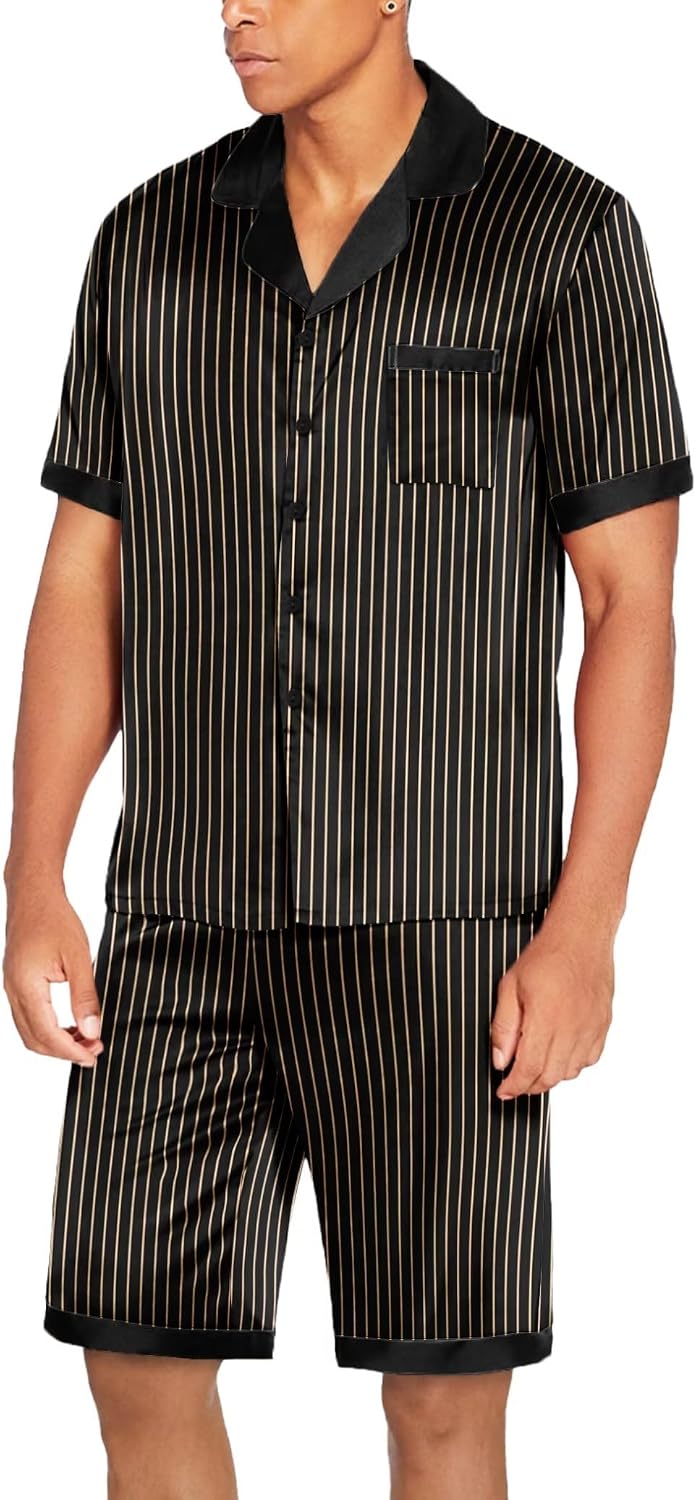 Detalle 2 de Ekouaer Men's Satin Pajama Set