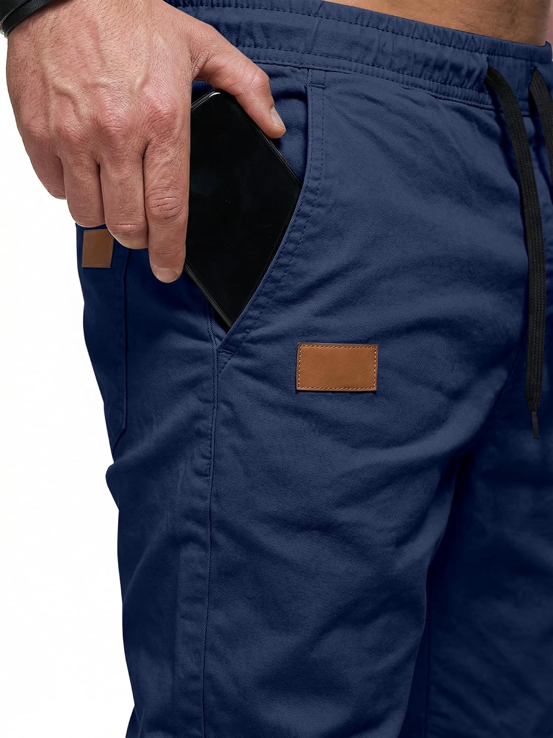 Thumbnail 6 de JMIERR Mens Cotton Stretch Joggers: Casual Twill Athletic Track Pants with 6.7-Inch Phone Pockets