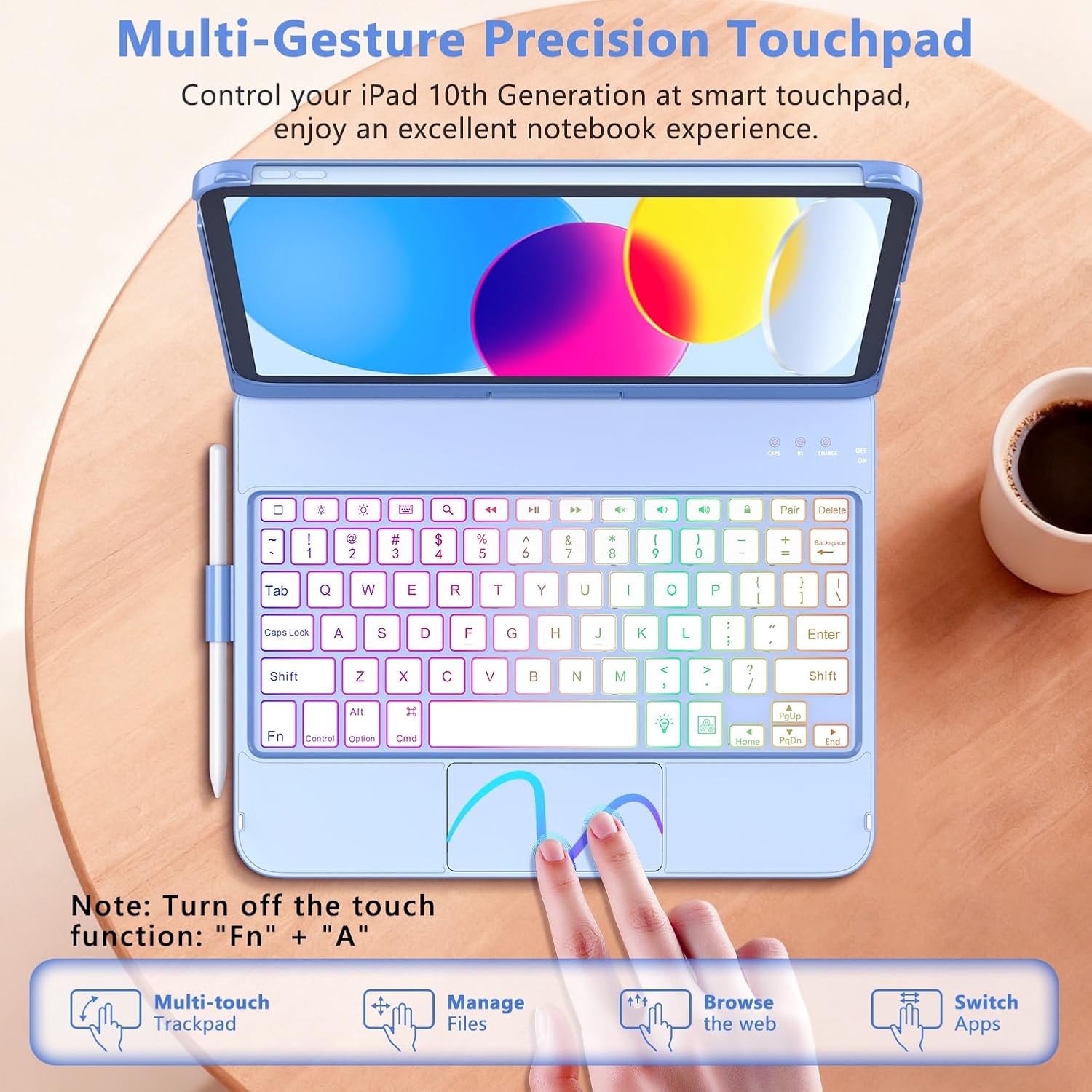 Thumbnail 2 de FUWANG Touch Keyboard Case 360° Rotate 11 inch