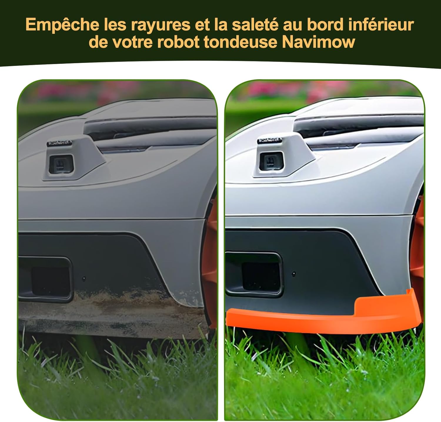 Detalle de Protection d’arêtes Segway Navimow i105e/i108e – Bumper Tuning (4 pièces, clip-in)