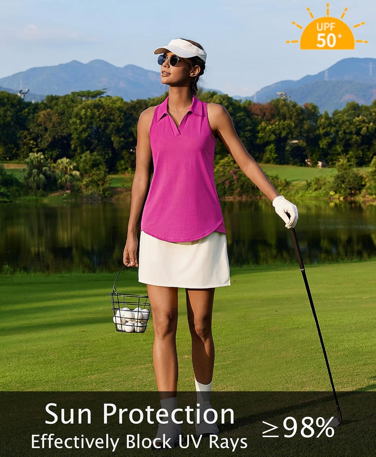 Thumbnail 1 de PINSPARK Women's UPF 50+ Sleeveless Collared Golf Shirt with Quick-Dry Tech