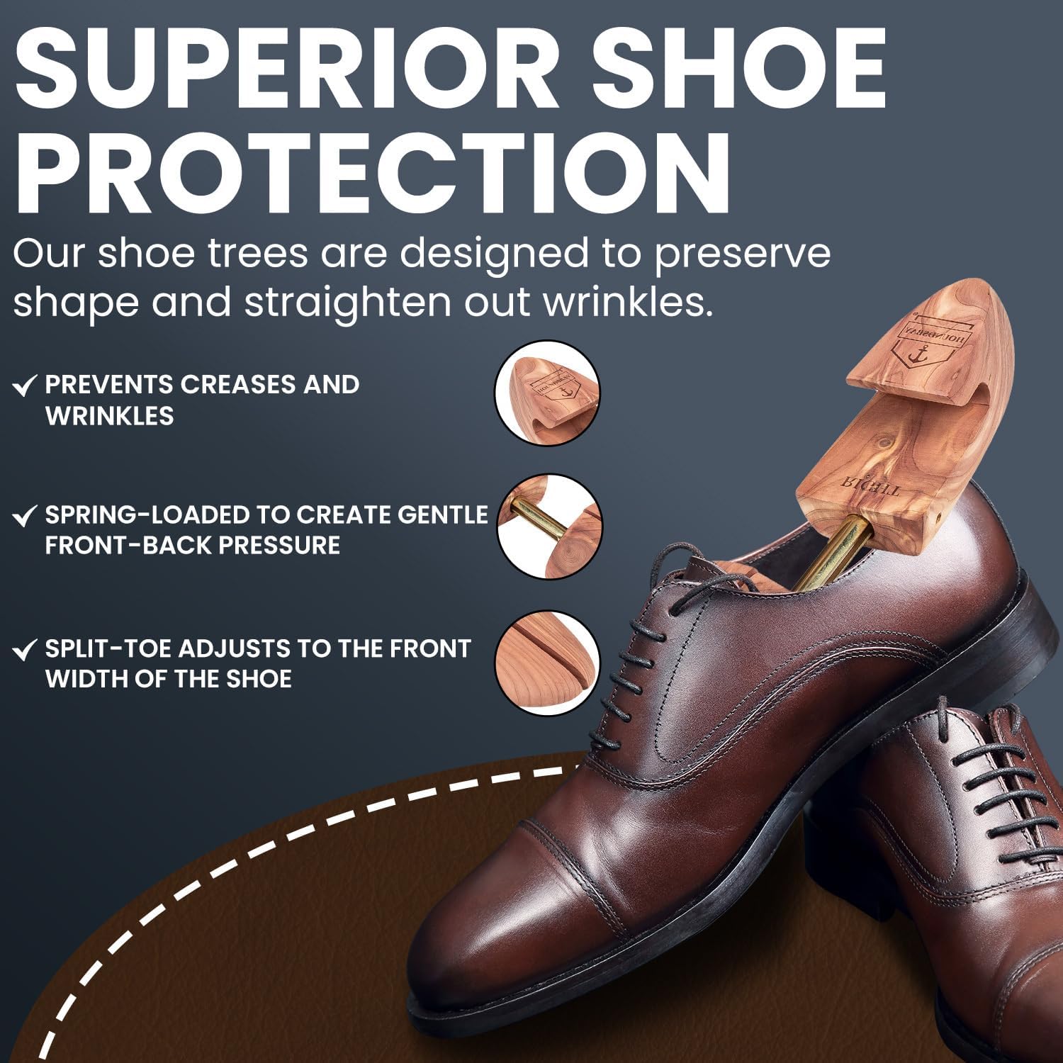 Detalle de HOUNDSBAY Cedar Shoe Tree (Widener & Shaper) for Men & Women