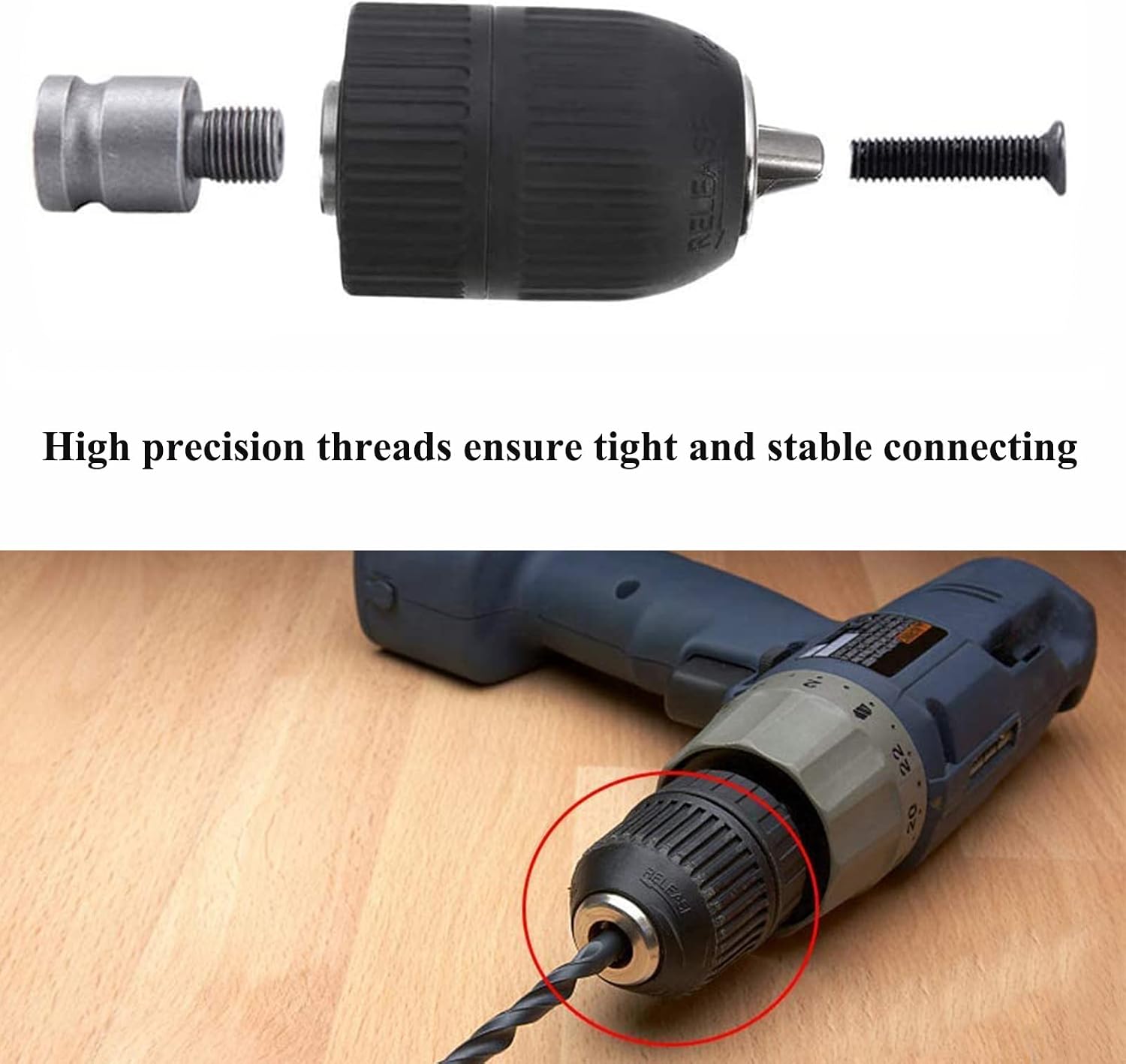 Detalle de Secwell FO70 självspännande chuck 2–13 mm med SDS-Plus-adapter