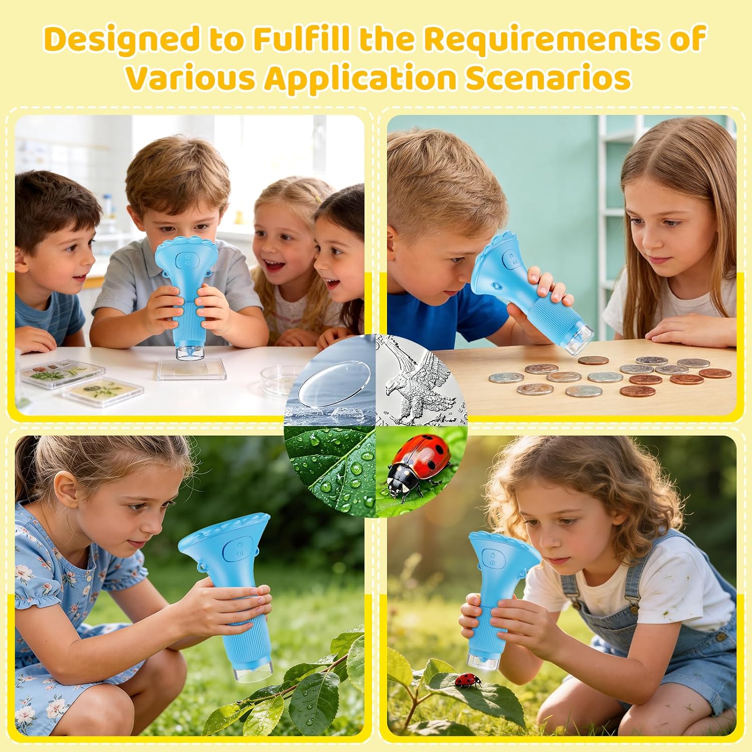 Thumbnail 6 de Kids Microscope (2.0'' IPS Screen) Portable Handheld with 8 LED Lights and Photo Storage, Blue