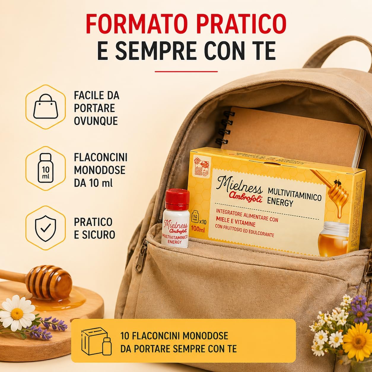 Thumbnail 5 de Ambrosoli Multivitaminico Energy con Miele – Integratore per Stanchezza e Affaticamento (10 flaconcini da 10 ml)