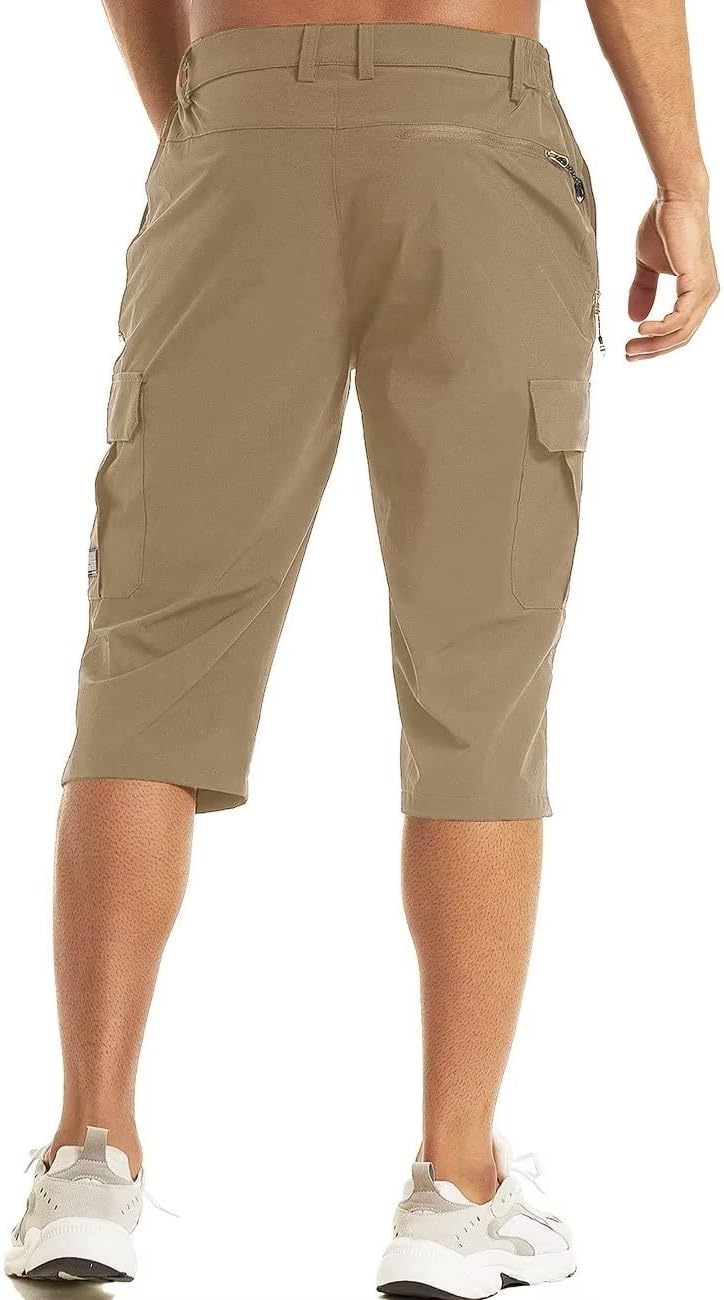 Detalle 2 de MAGCOMSEN Men's Workout Gym Shorts Quick Dry 3/4 Capri Pants with Zipper Pockets