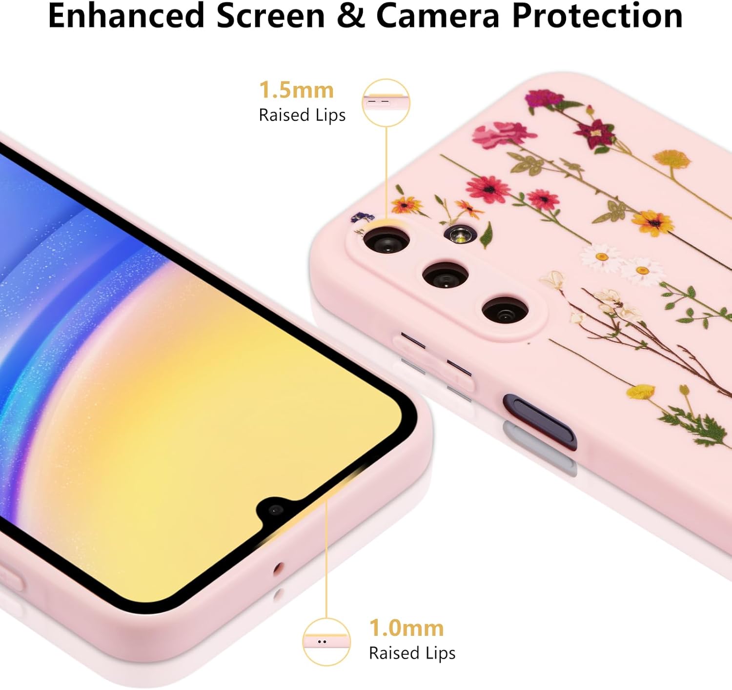Thumbnail 2 de ZTOFERA compatible case for Samsung Galaxy A15 (4G/5G) – pink floral climbing flowers silicone bumper