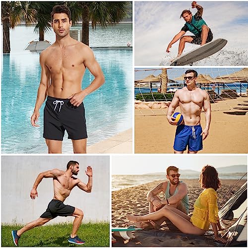 Detalle 2 de Arcweg Men's 2-in-1 Swim Trunks with Compression Liner and Zipper Pockets (Blue, UK XL)