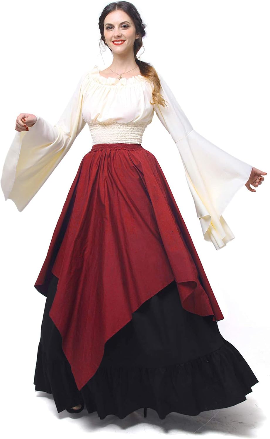 Detalle 1 de Fiamll Renaissance Kleid Damen Maxikleid S