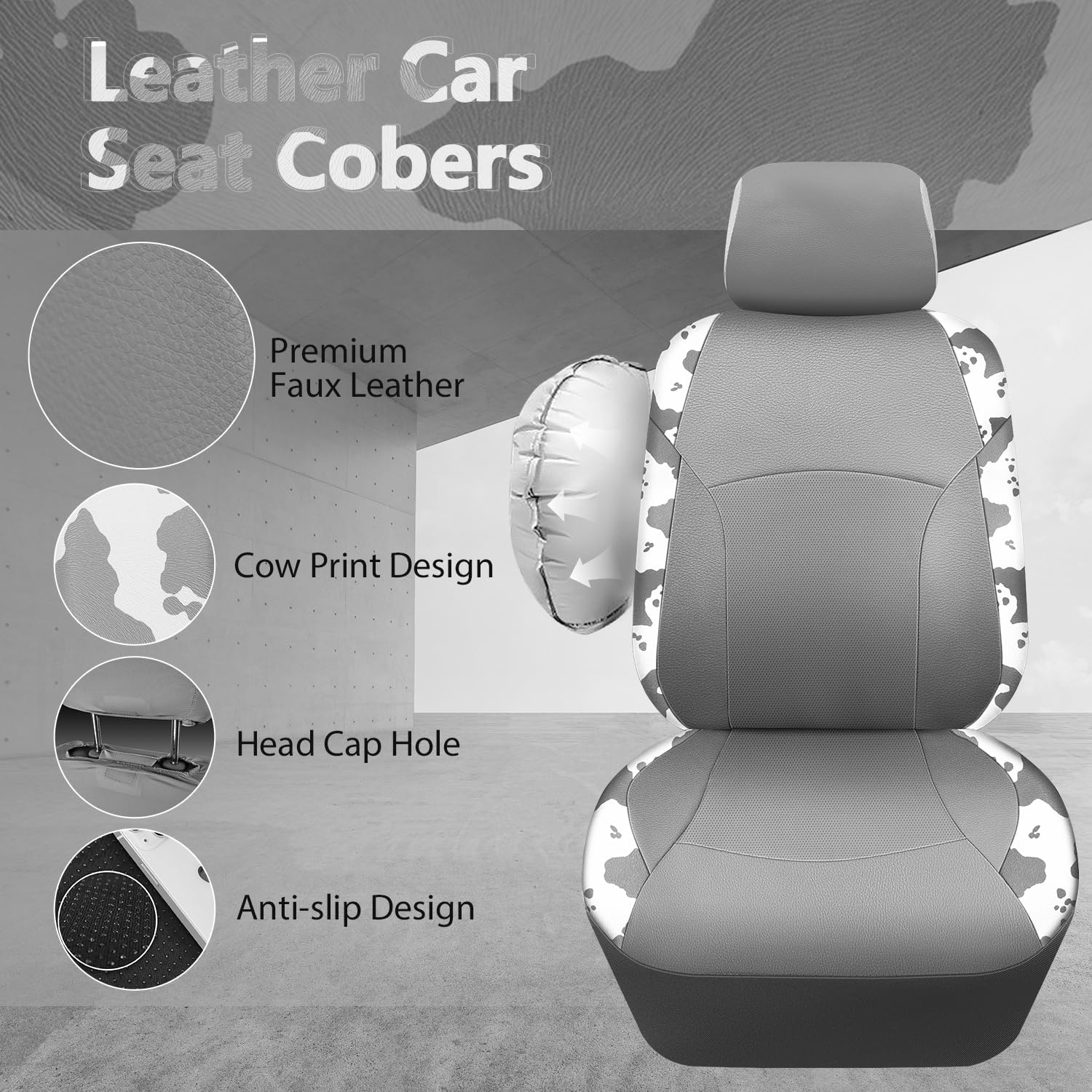 Thumbnail 4 de CAR PASS Cow Print Car Seat Covers Universal SUV Set