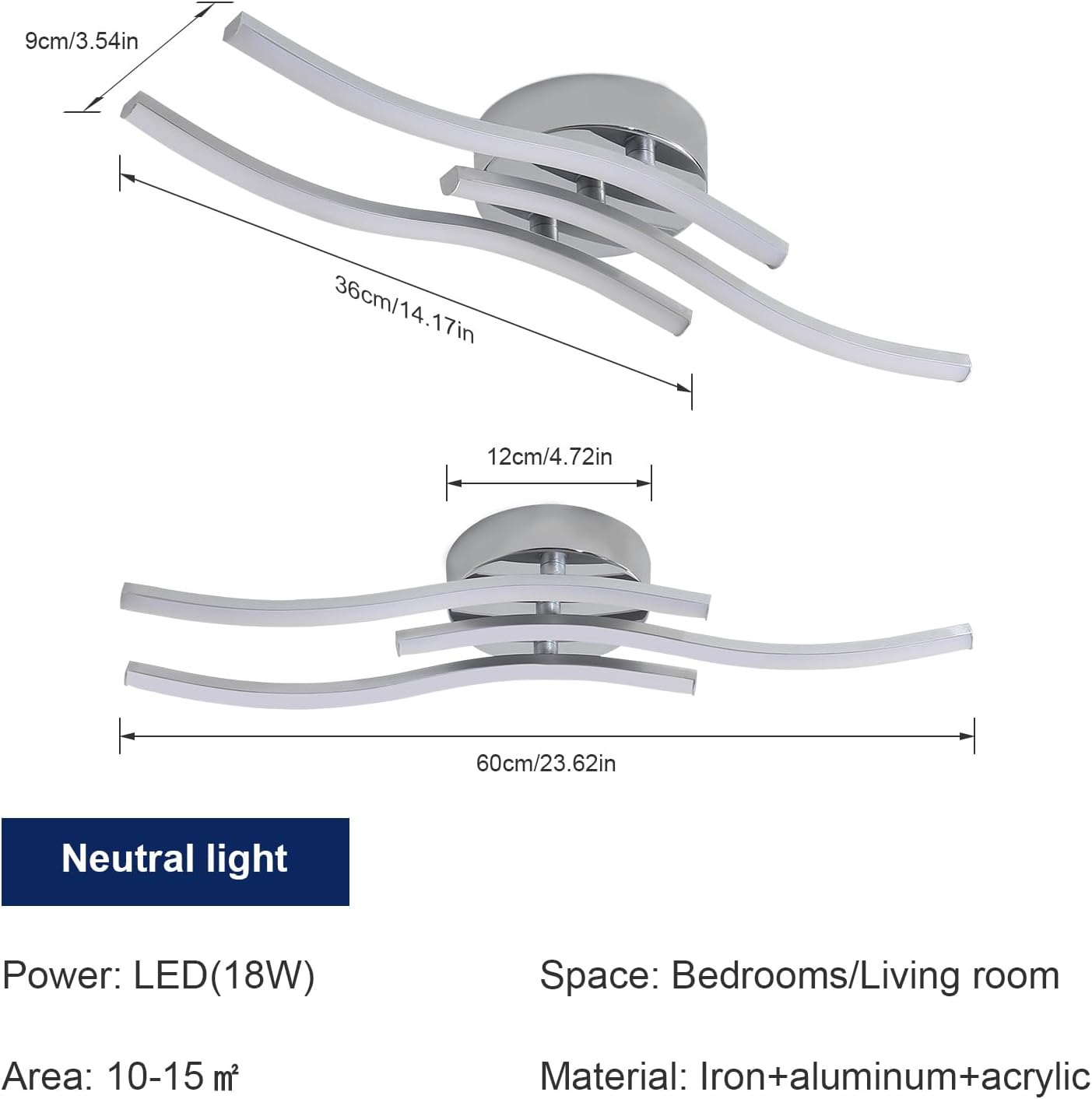 Detalle de Comely Plafoniera LED da soffitto 18W