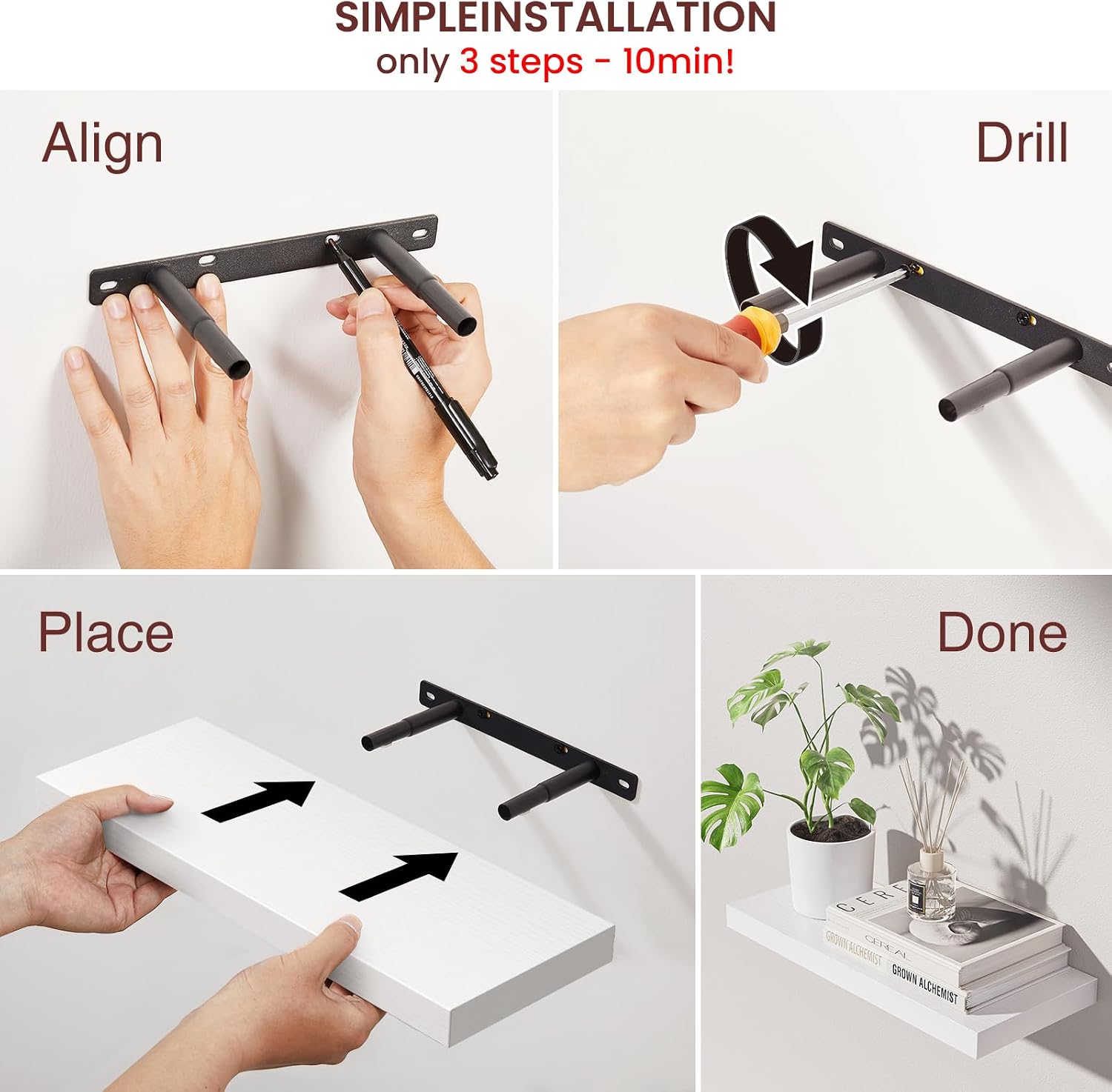 Thumbnail 4 de BAYKA White Floating Shelves Set of 3