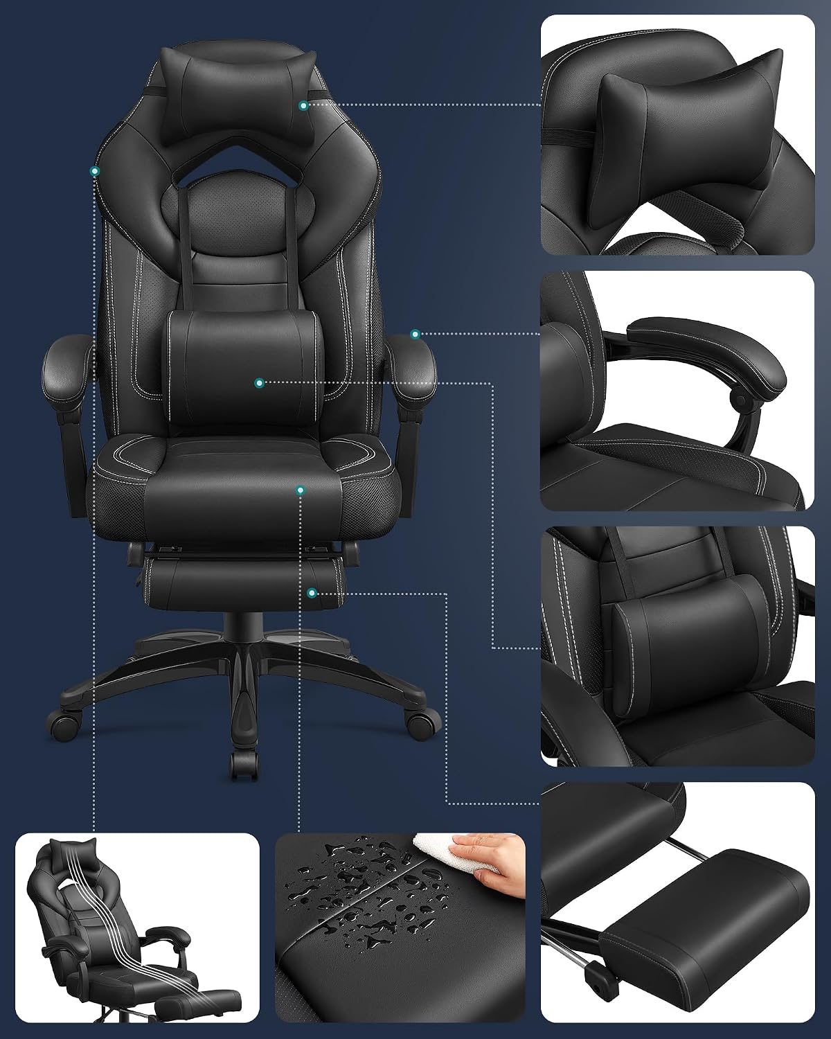 Detalle de SONGMICS Sedia Gaming OBG077B01 ergonomica
