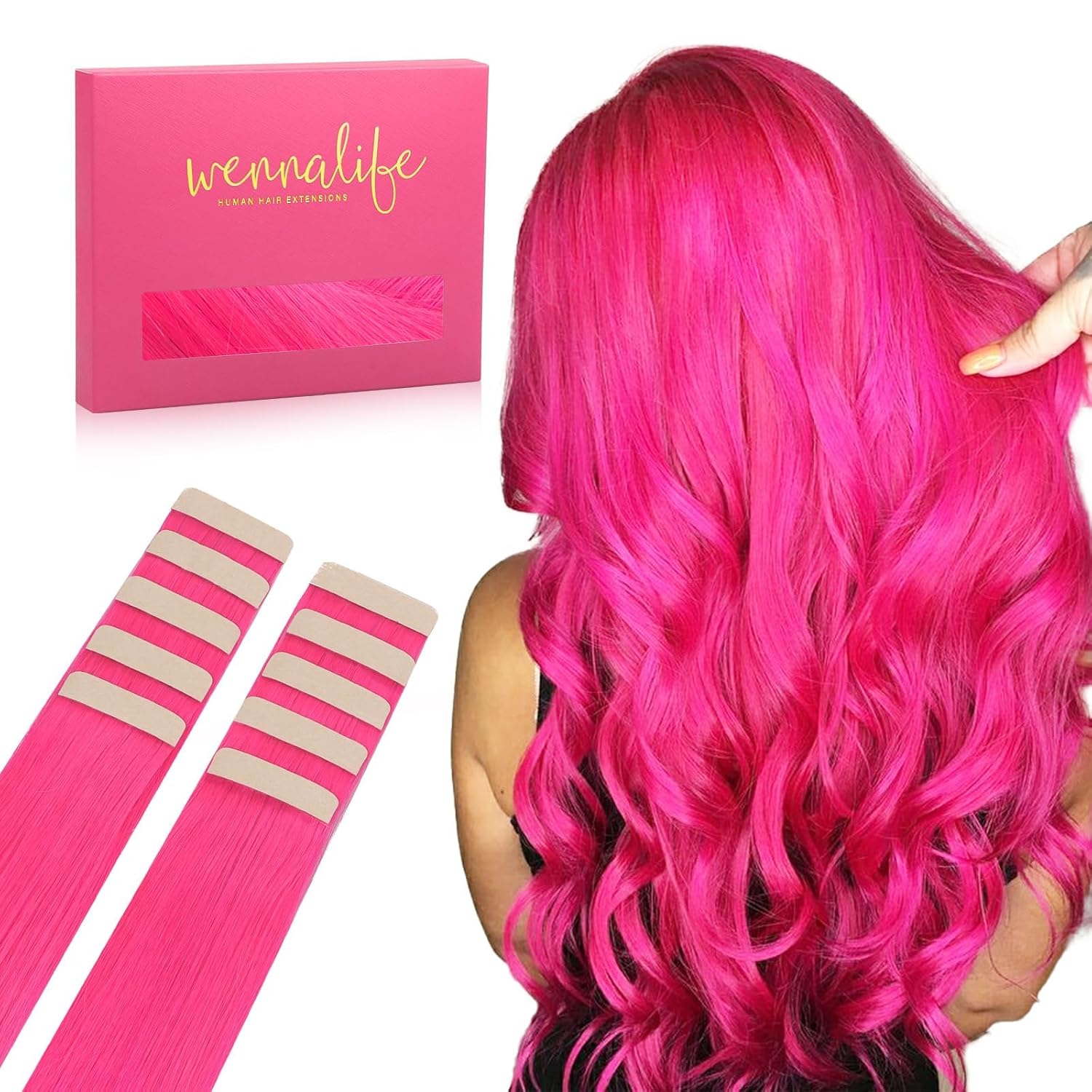 Detalle de Wennalife Human Hair Tape-In Extensions, 14-Inch