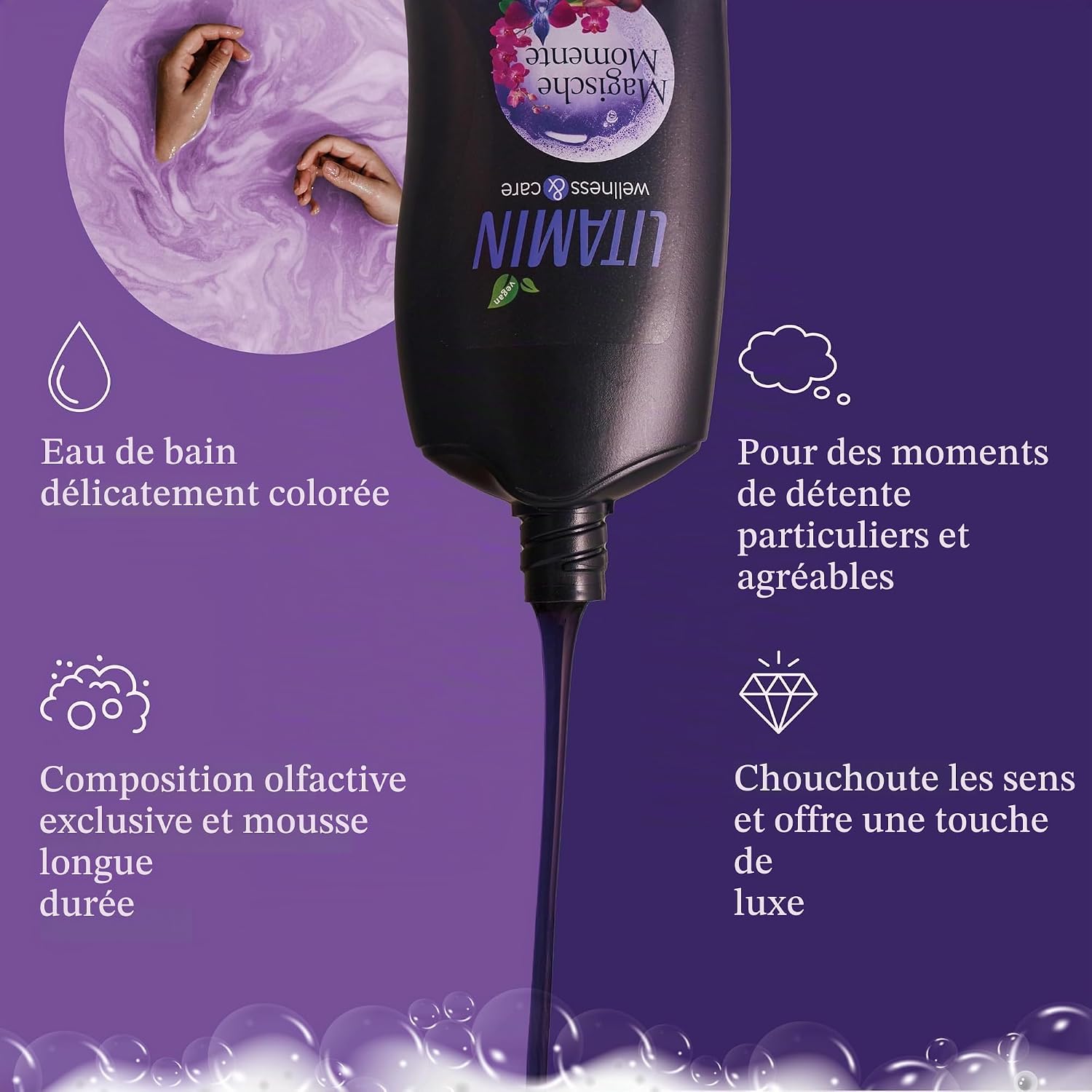 Detalle de Litamin Moments Magic Moments schuimbad met orchideeënextract, 750 ml