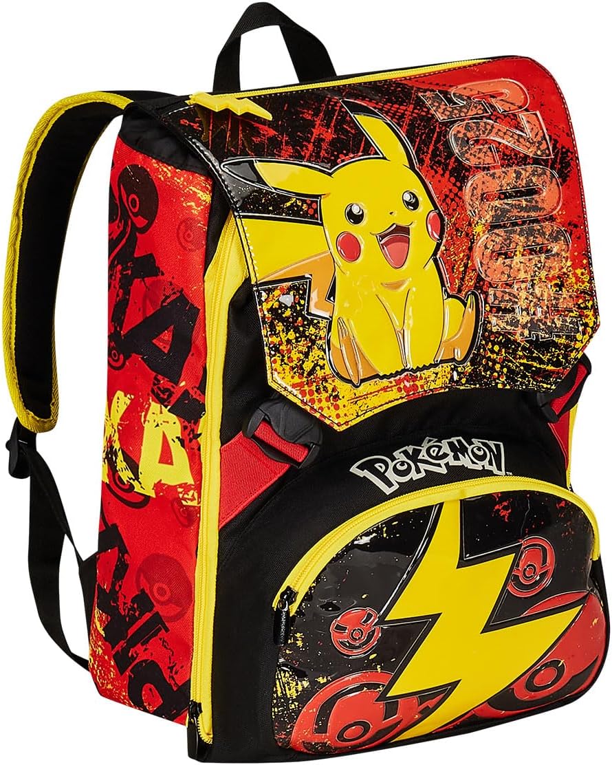 Detalle de Seven Zaino Scuola Estensibile Pokémon “Pikachu” giallo-rosso, doppio scomparto