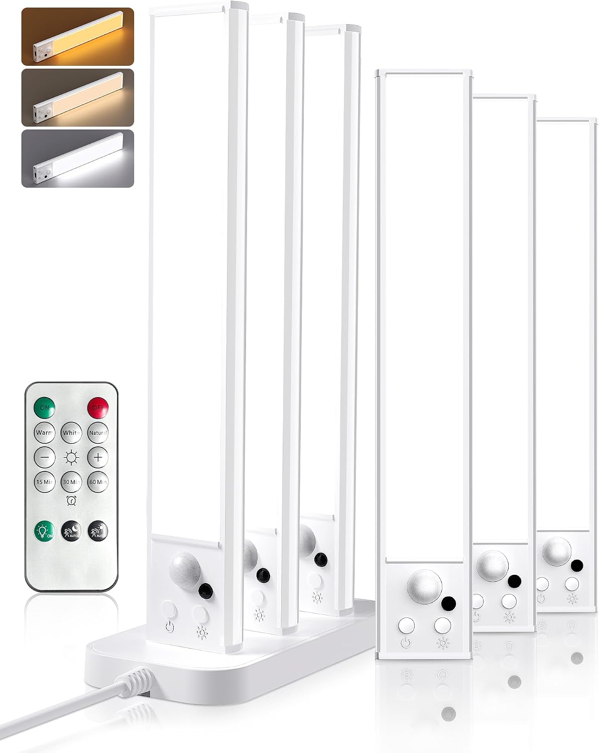 Detalle de PZSUNLY Luce Led Sottopensile Cucina con Base di Ricarica – Set da 6 pezzi