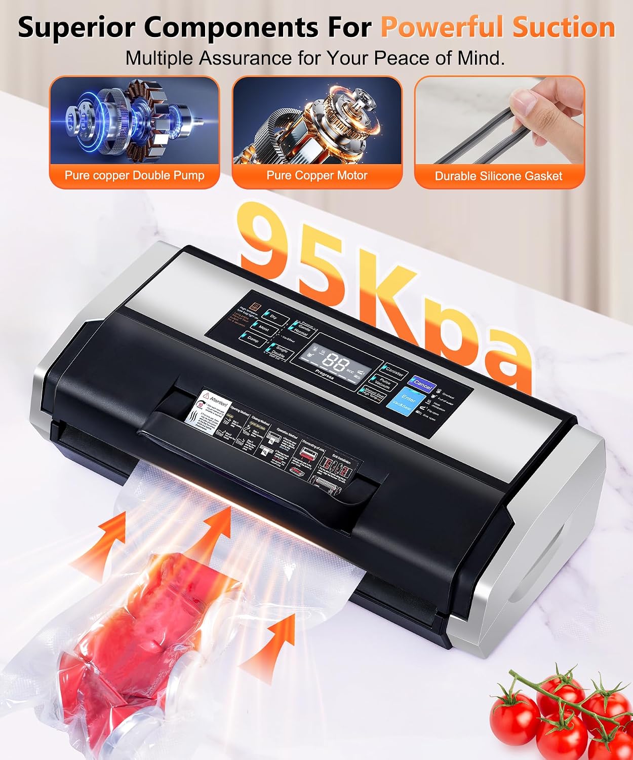 Thumbnail 5 de QKWXV SV629 Commercial Vacuum Sealer, 95kPa Suction and Double Heat Seal