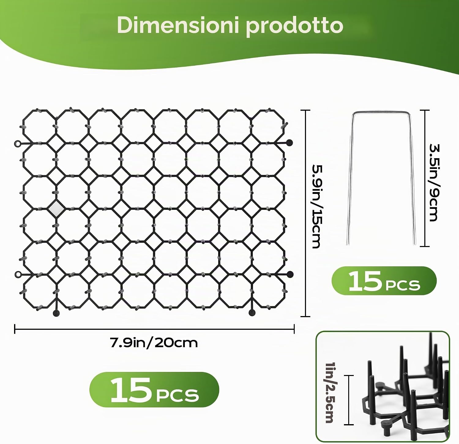 Detalle de YiYizi Tappetino Repellente per Gatti – Set completo 15 pezzi 20x15 cm con picchetti e design modulare