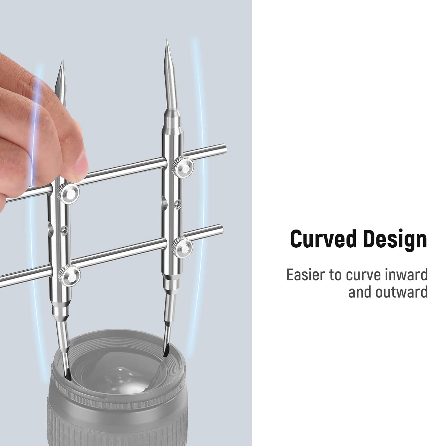 Detalle de NEEWER chiave professionale a punte curve per obiettivi DSLR, apertura regolabile fino a 110 mm