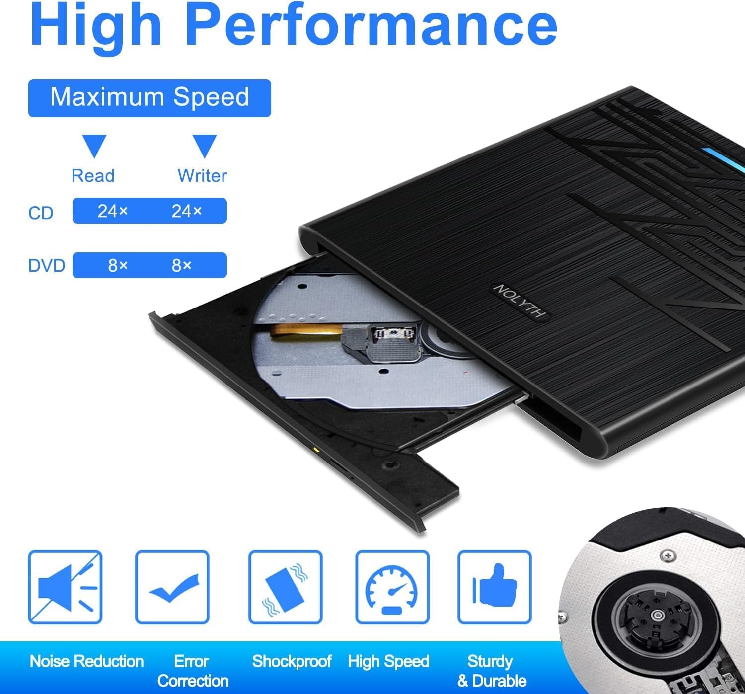 Thumbnail 2 de NOLYTH Externes DVD Laufwerk USB 3.0 Type-C