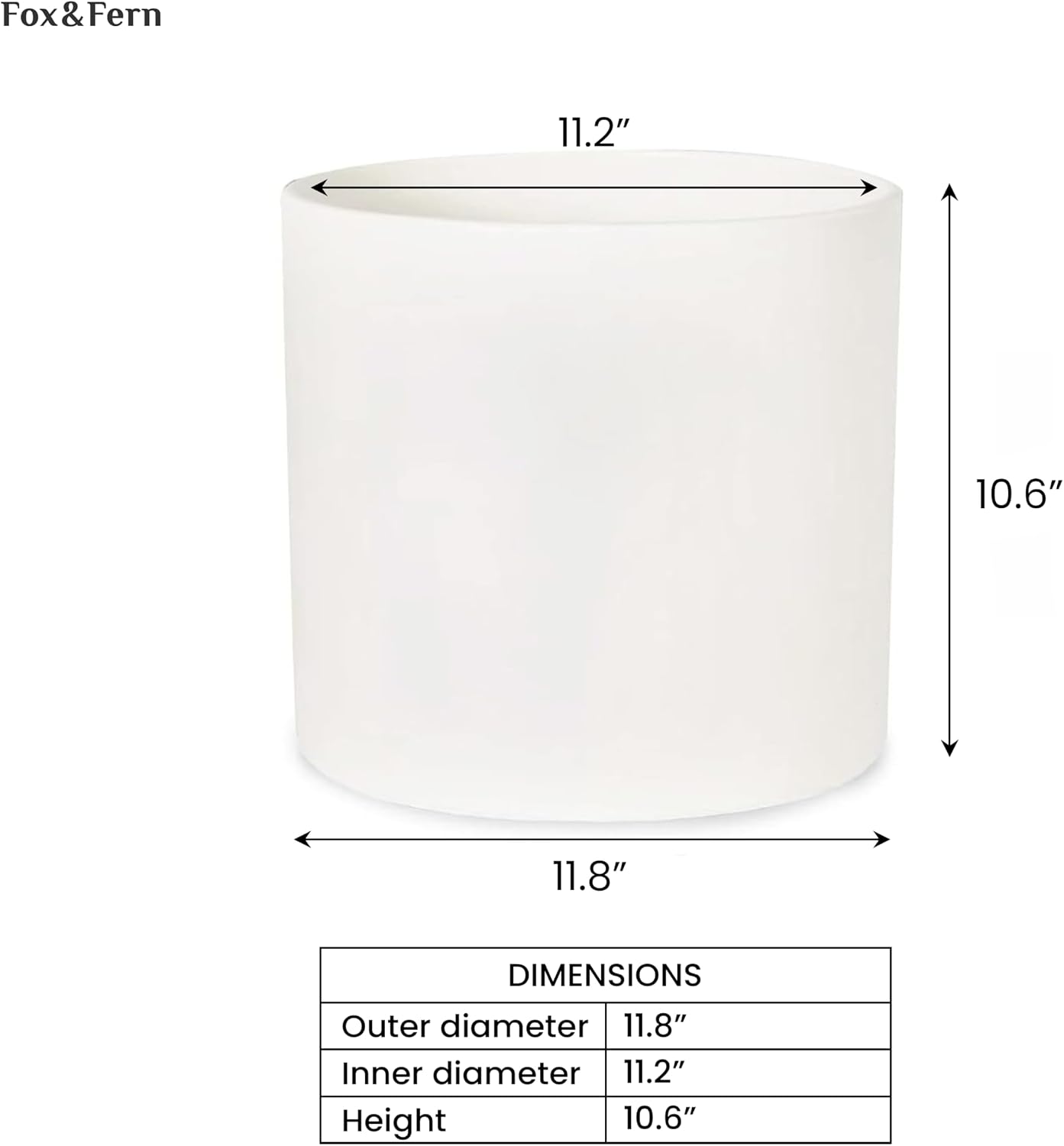 Detalle de Fox & Fern PP-LINE-MW-SMSET Plant Pot, Matt White with Drainage Plug