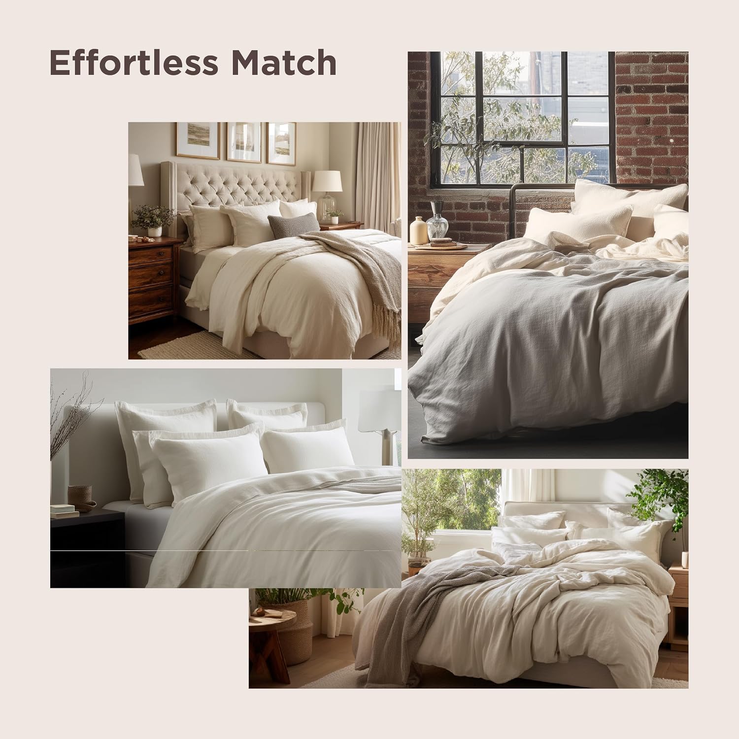 Thumbnail 6 de Bedsure CAA9B1AW1QU Queen Duvet Cover Set, White Polyester, Zipper Closure