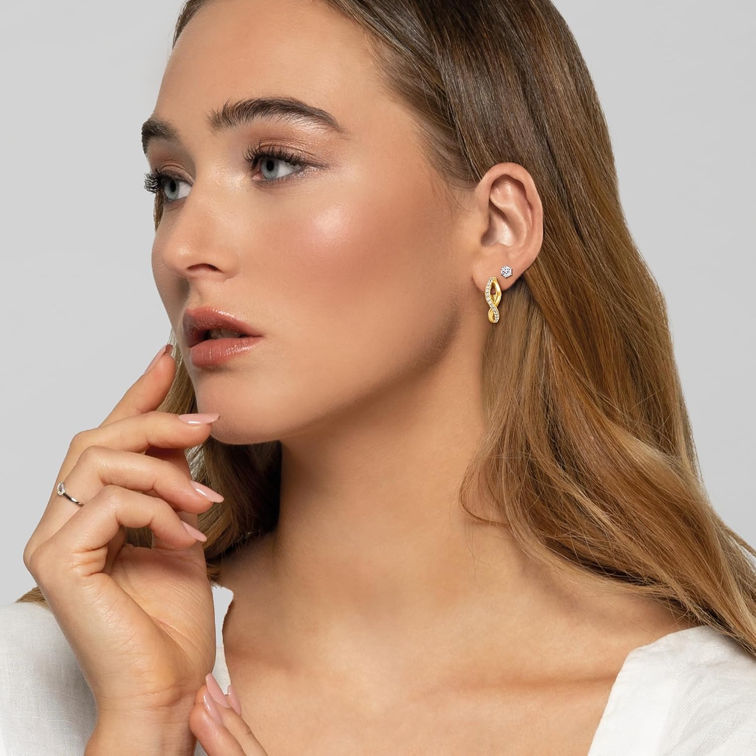 Detalle de Engelsrufer Damen Creolen Paradise – Sterling Silber, Zirkonia, Clipverschluss