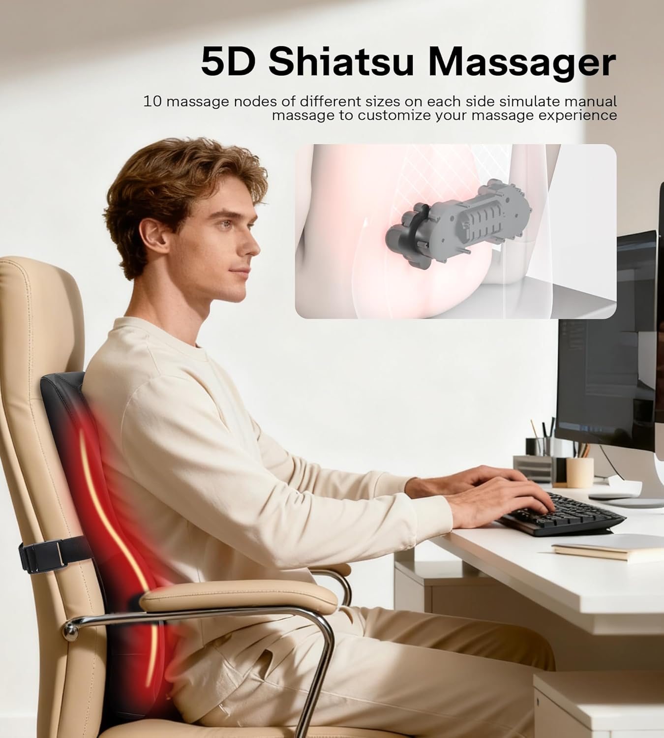 Thumbnail 1 de Shiatsu Nackenmassagegerät mit Wärme und 20 Knetmassageköpfen