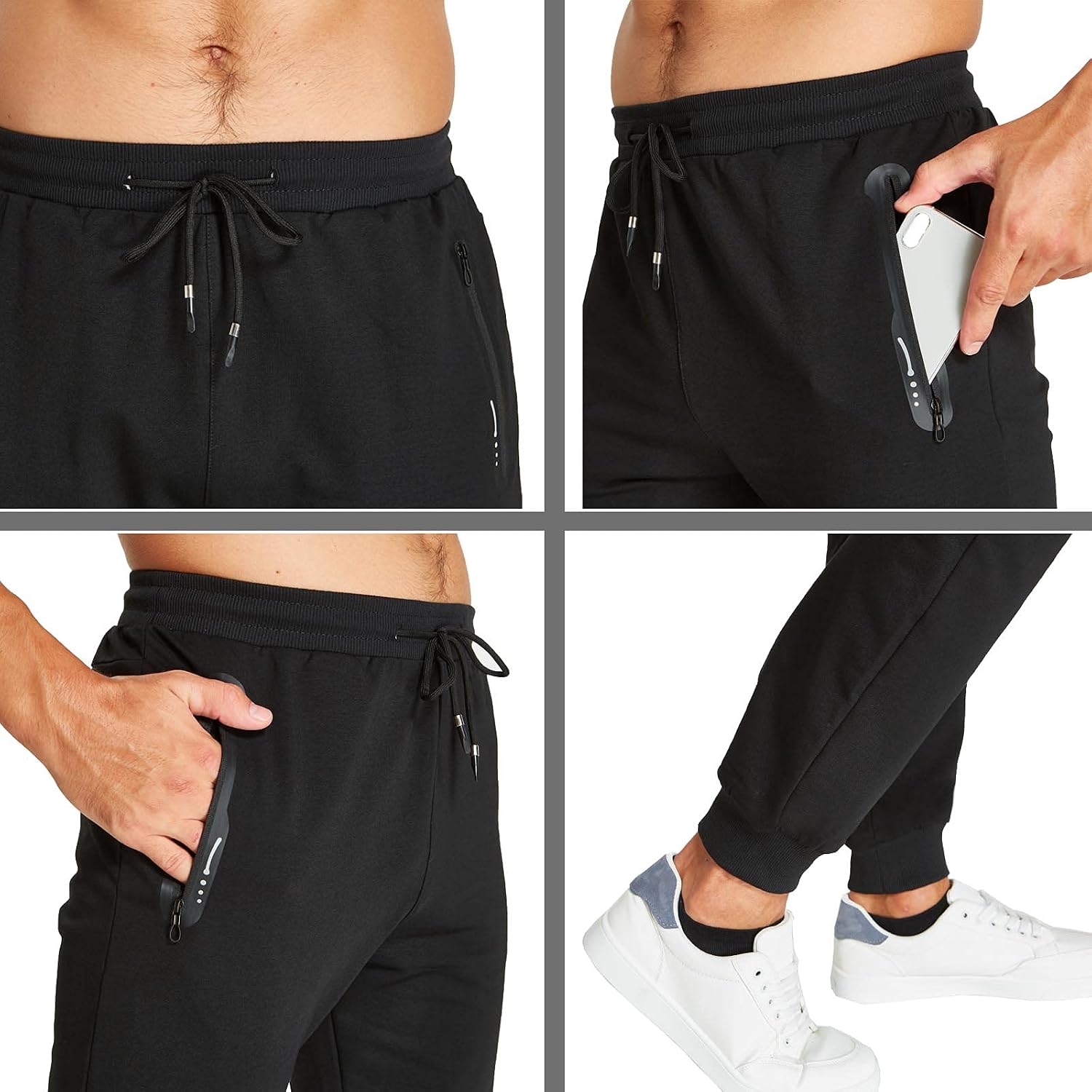 Thumbnail 3 de JustSun Jogginghose Herren – Baumwolle mit Reißverschlusstaschen (Sport- und Freizeit)</