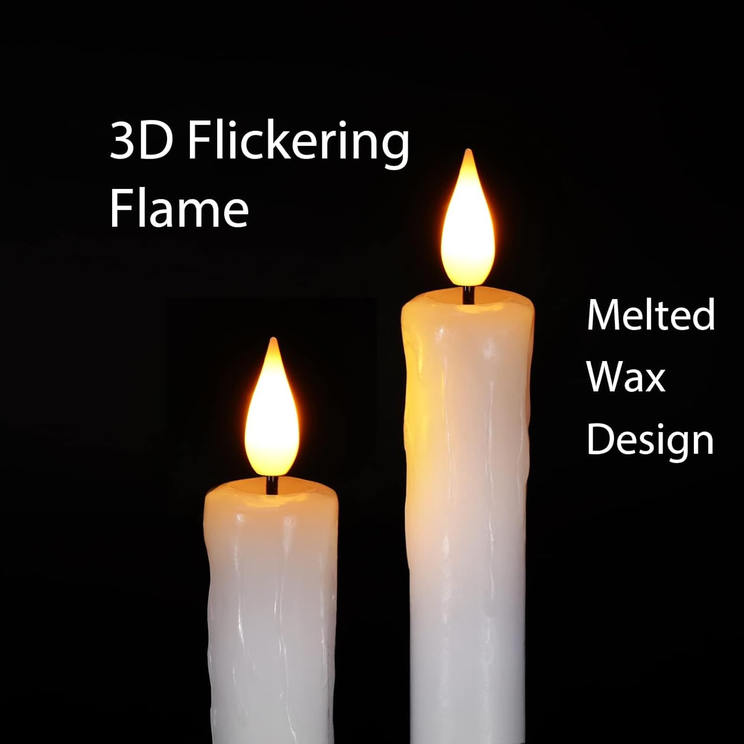 Thumbnail 1 de Homemory 2 Pack 9.6 inch 3D Wick Flickering Flame LED Taper Candles with Remote and Timer
