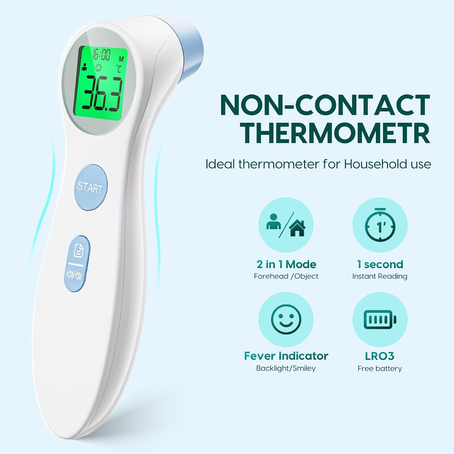 Detalle 2 de Kontaktloses Stirnthermometer Fieberalarm für Familie 🌡