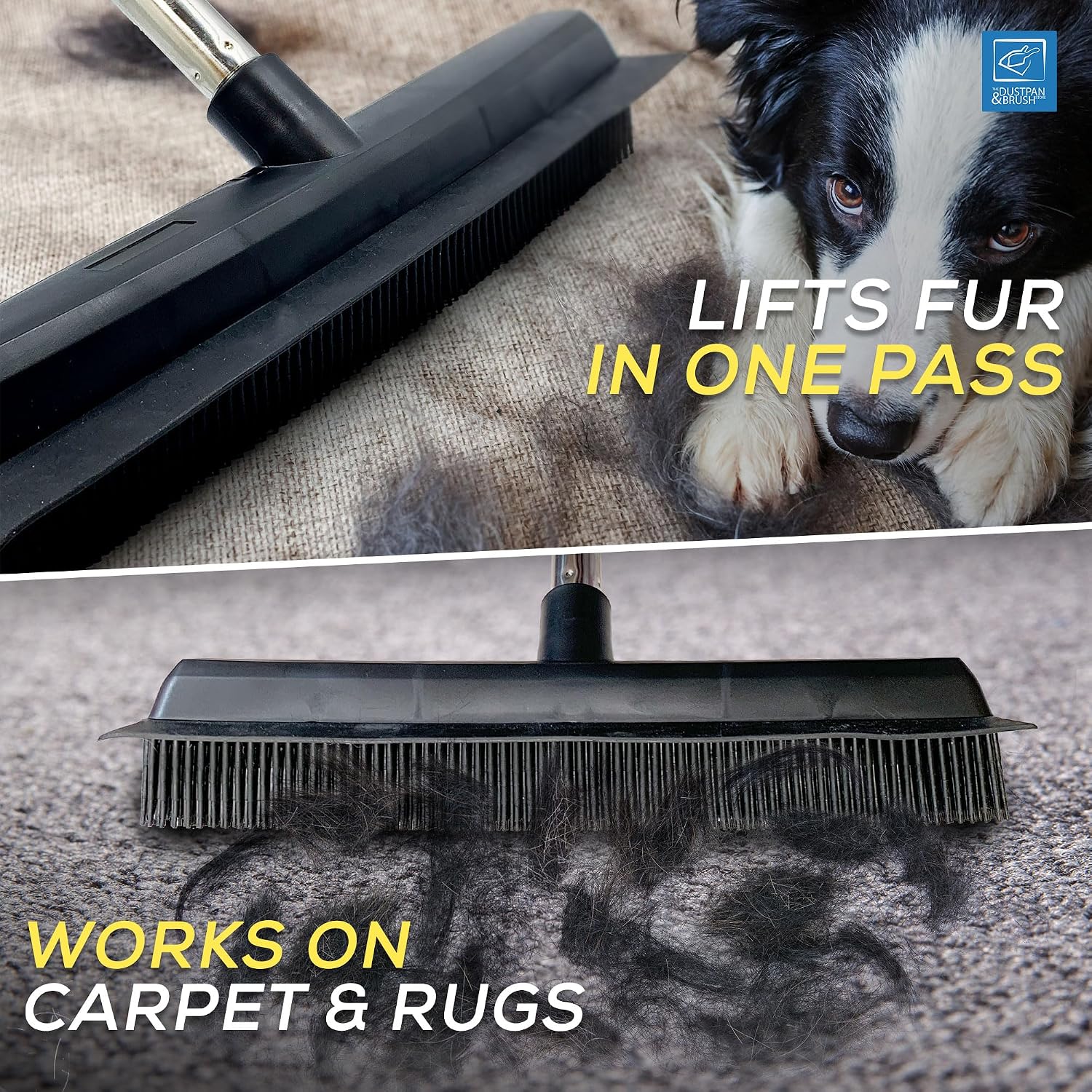 Thumbnail 1 de Rubber Broom Carpet Brush Indoor Floor & Carpet Sweeper with Silicone Bristles and Long Collapsible Handle