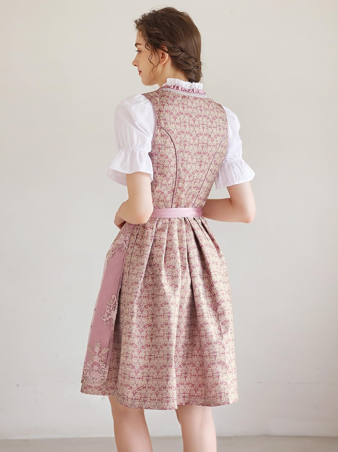 Detalle 2 de EIISSION Dirndl Midi Pink 3‑teilig