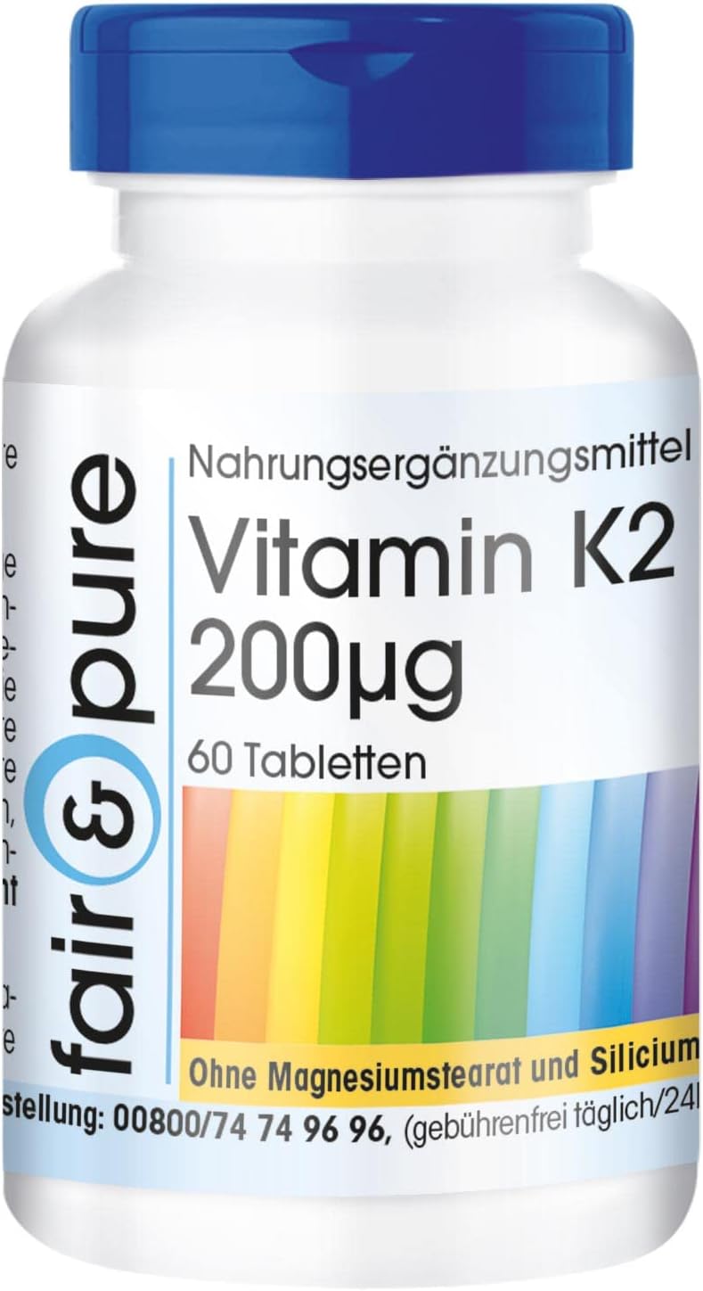 Detalle de Fair & Pure Vitamin K2 200 µg – 60 Tabletten (MK-7) aus deutscher Herstellung, vegan