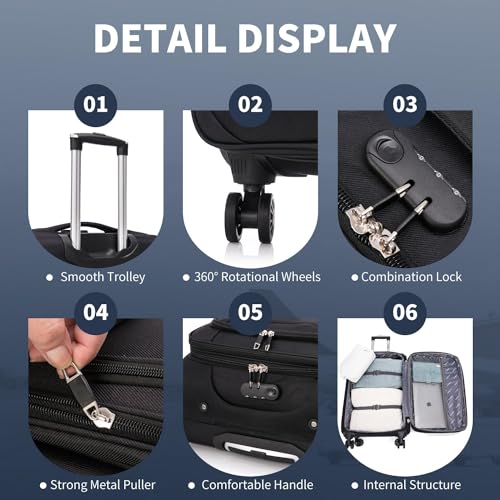 Thumbnail 7 de FLYMAX Cabin Carry On Flight Bag Approved Hand Luggage Case 55x35x20