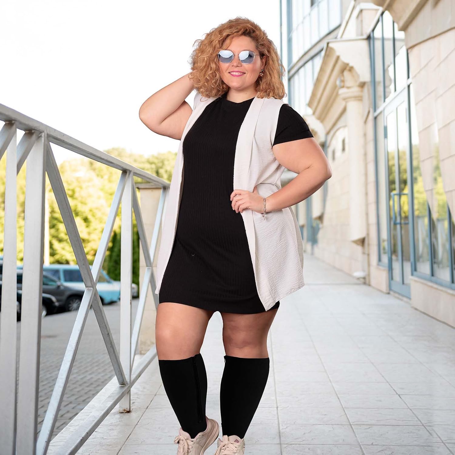 Thumbnail 5 de PUTUO Bas de contention Grande Taille : Chaussettes à zip ouverture et bout ouvert, XXL à 7XL