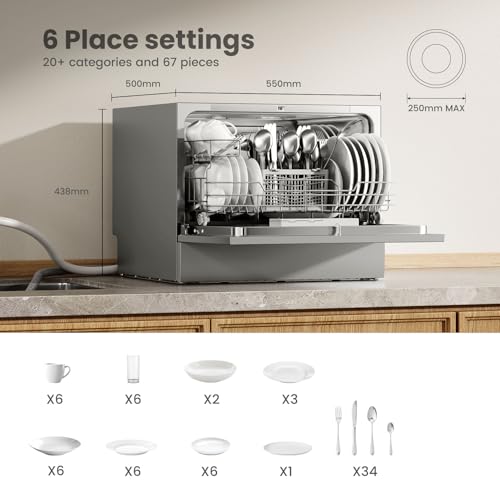 Thumbnail 2 de COMFEE' Table Top Dishwasher, 6 Place Settings, Silver