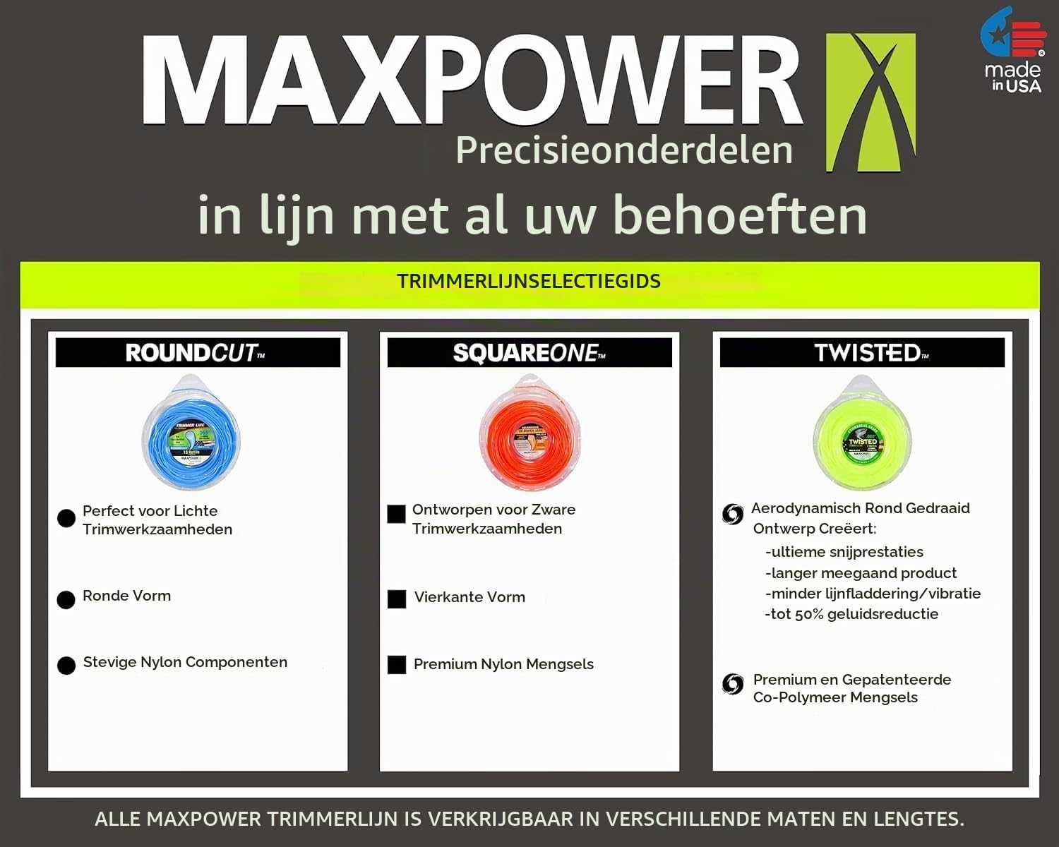 Thumbnail 3 de MaxPower EU-338815 trimmerdraad 2,7 mm, 50 m, vierkant gedraaid, neongeel