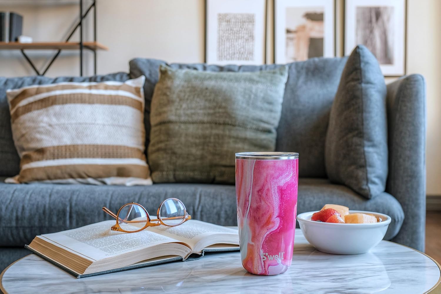 Thumbnail 1 de S'well Bicchiere con Coperchio 530 ml Agata Rosa – Tazza da Viaggio a Triplo Isolamento
