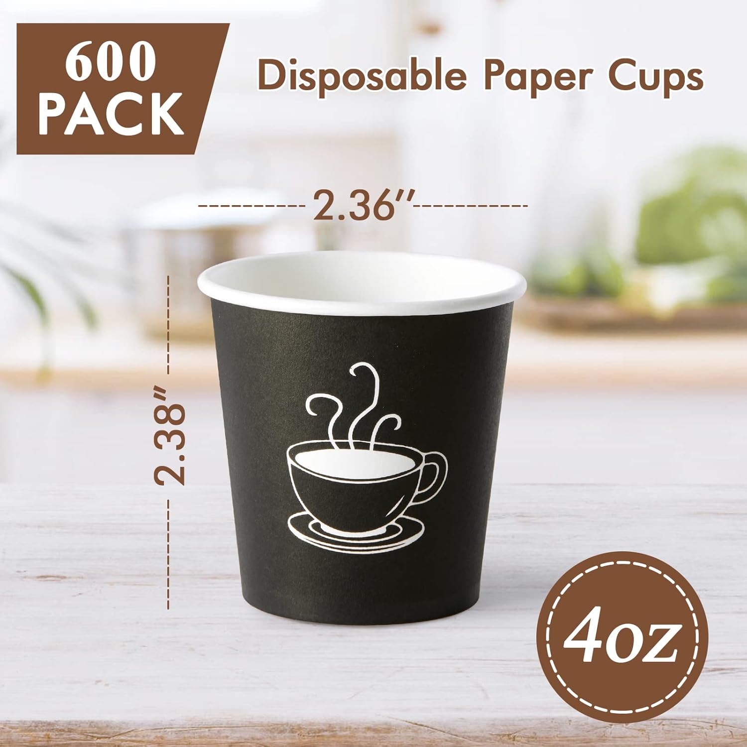Thumbnail 1 de TV TOPVALUE 600 Pack 4 oz Paper Cups (Small Disposable Coffee/Espresso Cups) for Hot & Cold Drinks