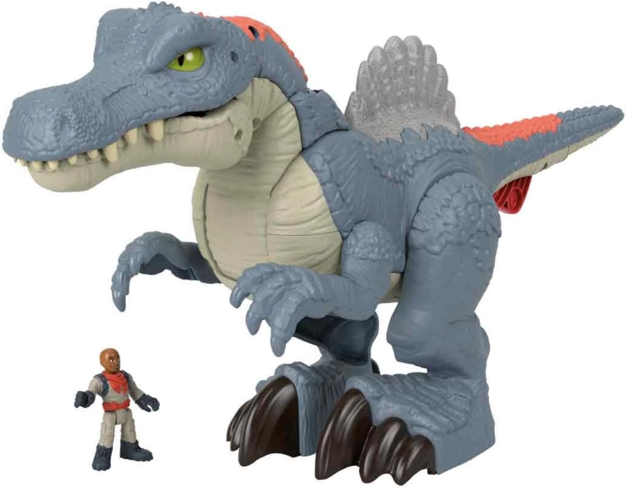 Detalle de Fisher-Price Imaginext Jurassic World Ultra Snap Spinosaurus (HML41) with Lights, Sounds & Chomping Action