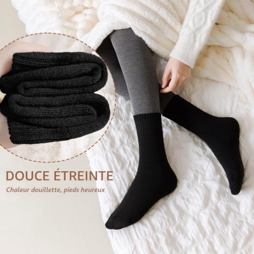 Detalle 2 de Hocerlu Chaussettes thermiques femme, 5 paires noires en mélange de laine
