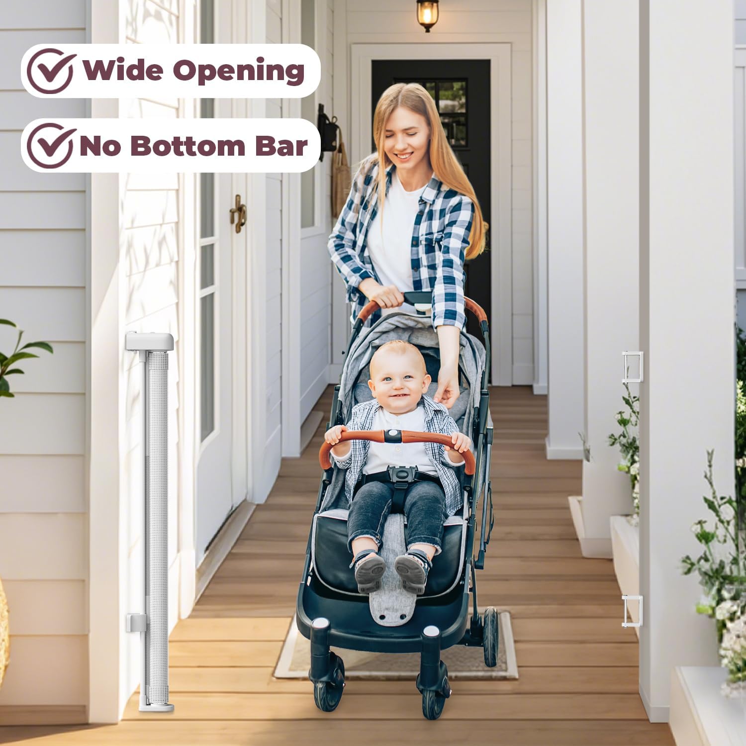 Thumbnail 4 de cideny RMG3455 Retractable Baby Gate 2-Pack, 55-Inch Mesh, 34-Inch Tall